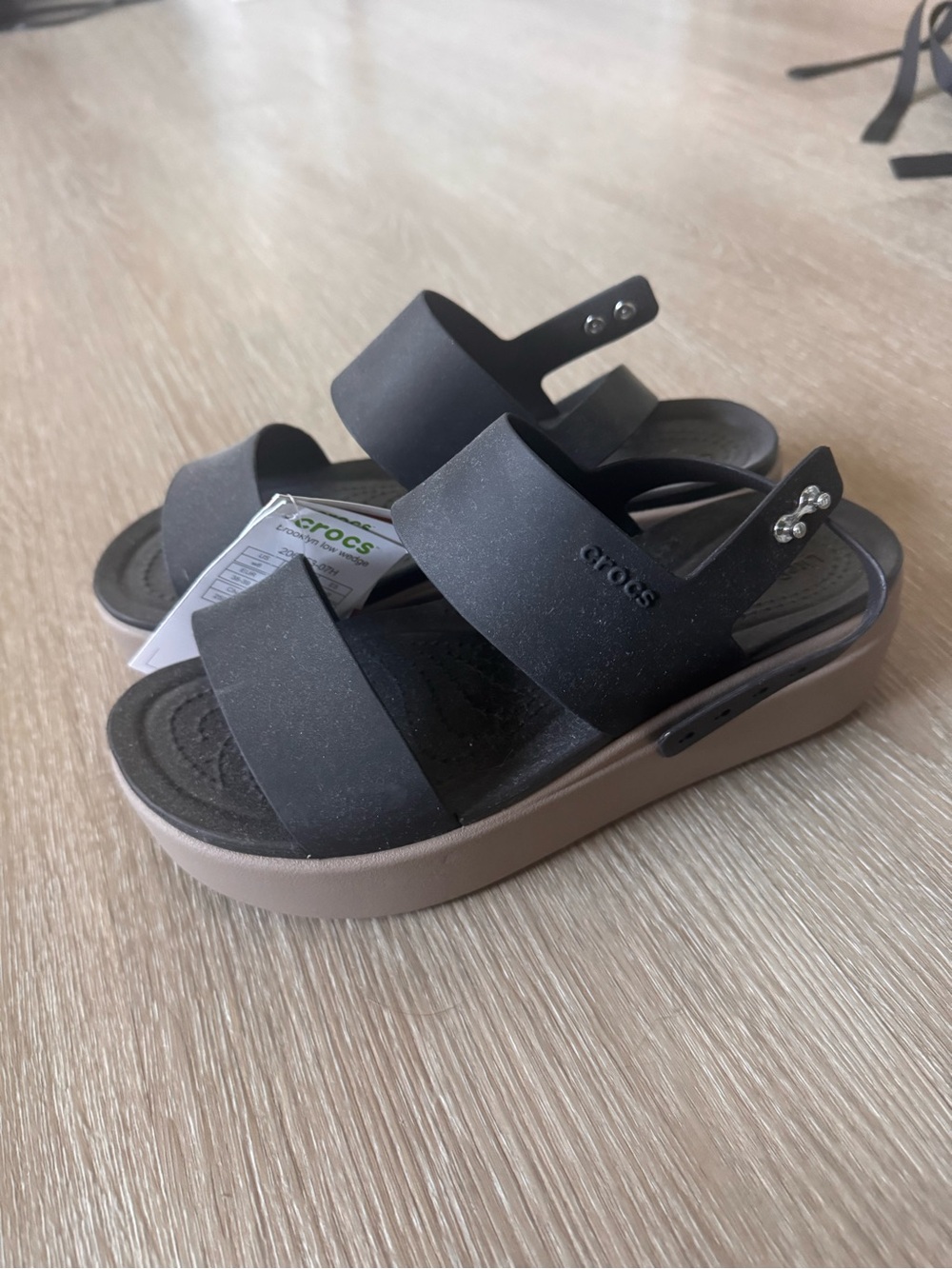 CROCS Black Two-Strap Women's Sandals - Picture 2 of 3